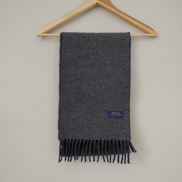 Polo Ralph Lauren Men's Classic Reversible Wool Scarf Navy Blue Grey - Picture 12 of 16